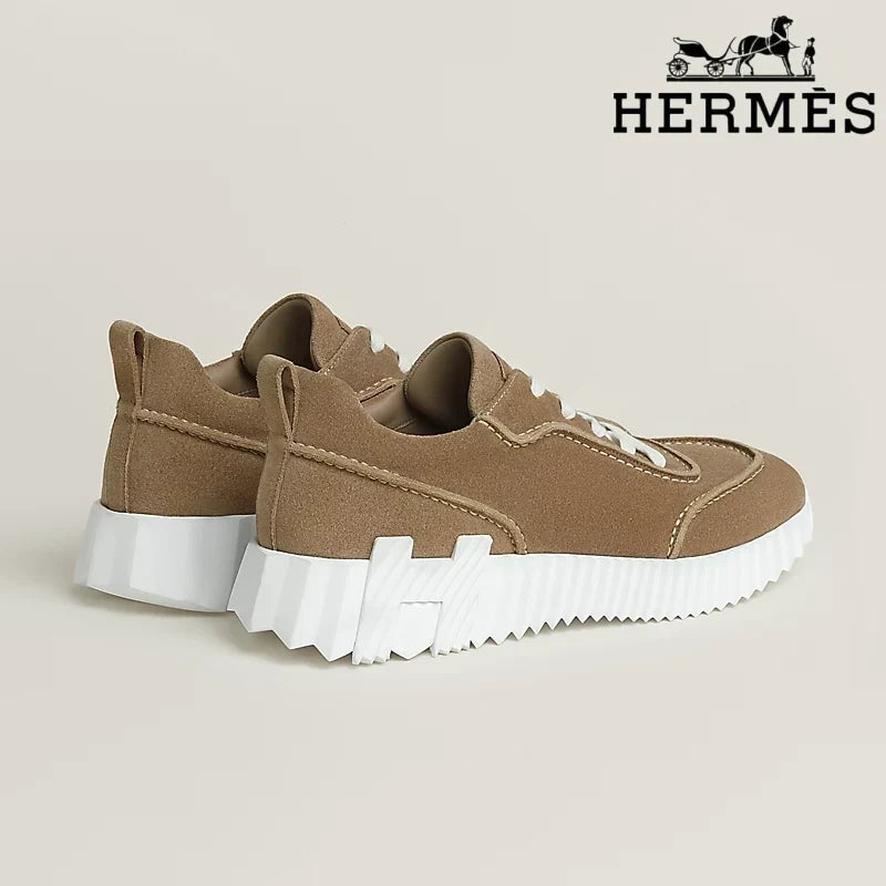 Hermès Brown Suede Ridged Sole Sneakers
