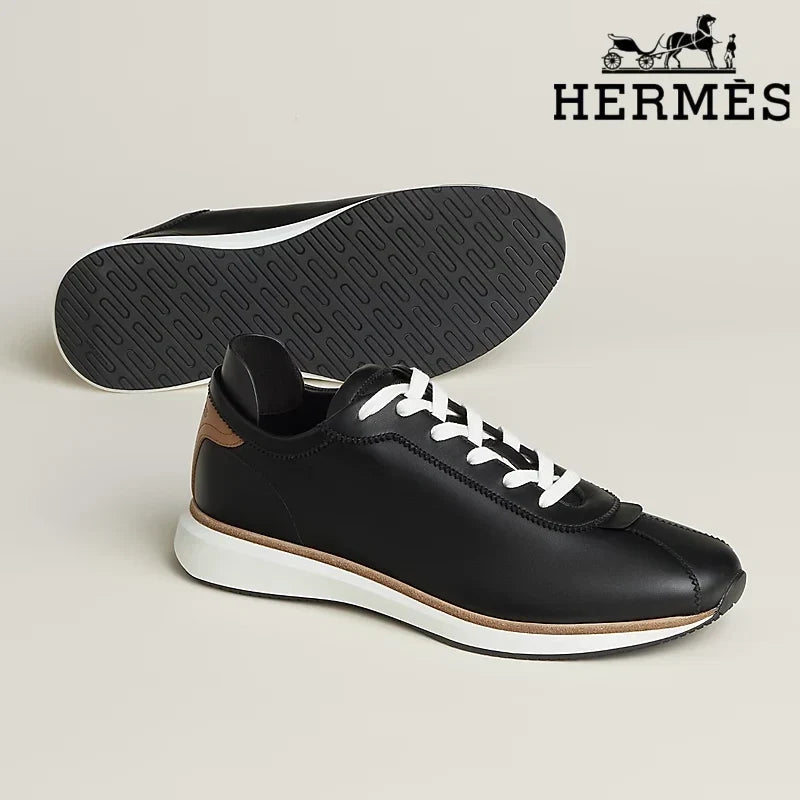 Hermès Black Leather Low Top Sneakers
