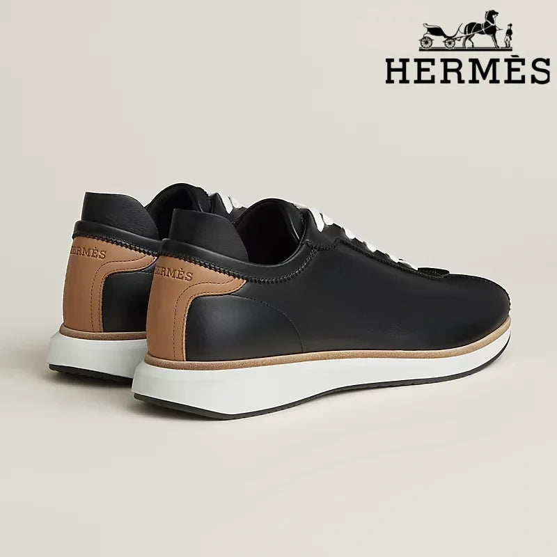 Hermès Black Leather Low Top Sneakers