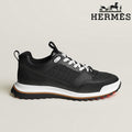 Hermès Black Leather Mesh Hiking Sneakers