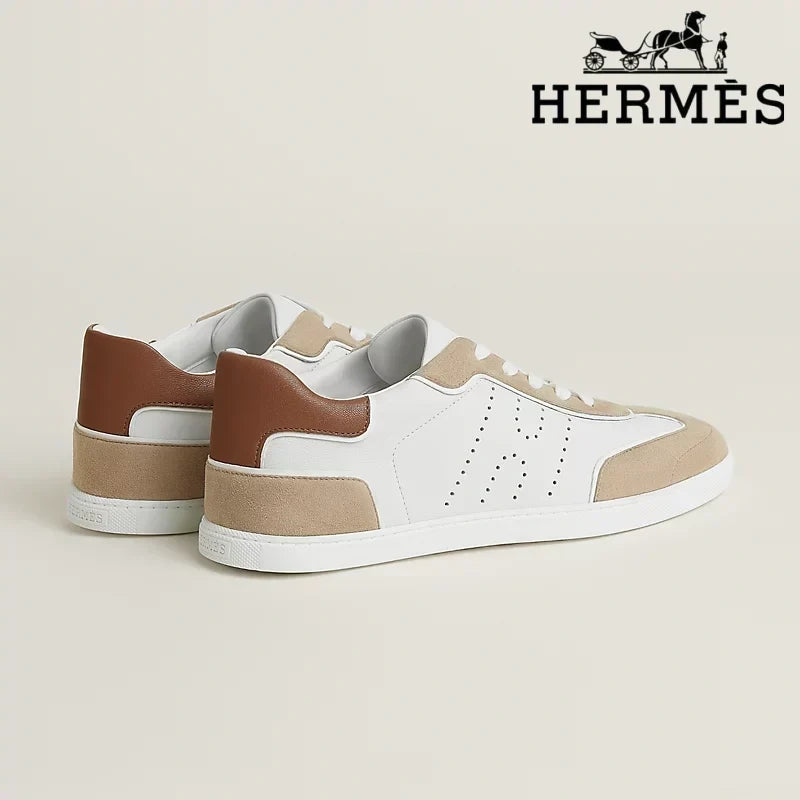 Hermès Boomerang White and Beige Sneaker