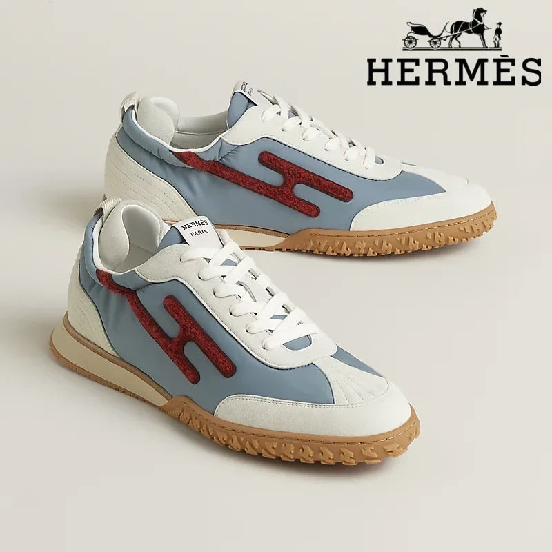 Hermès womens shoes men sneaker Trail Light Blue White Red Sneaker