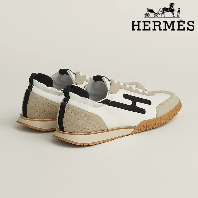 Hermès womens shoes men sneaker Trail White Beige Black Sneaker