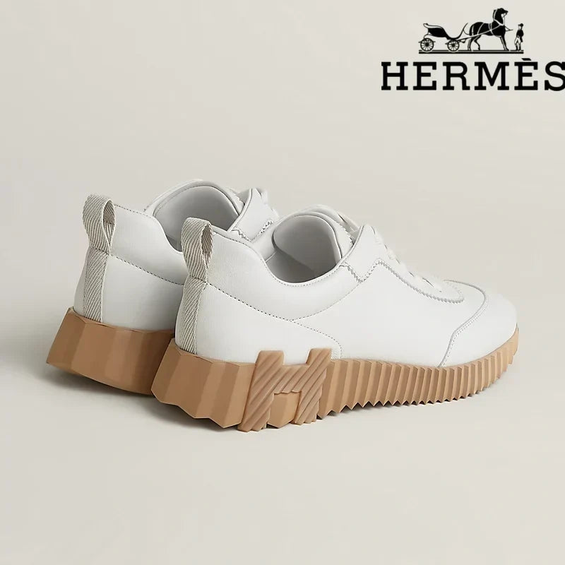 Hermès womens shoes men sneaker White Leather Bouncing Sneaker