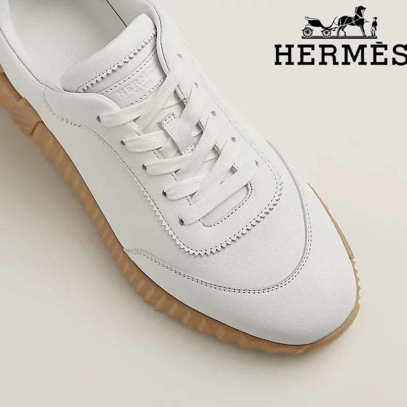 Hermès womens shoes men sneaker White Leather Bouncing Sneaker