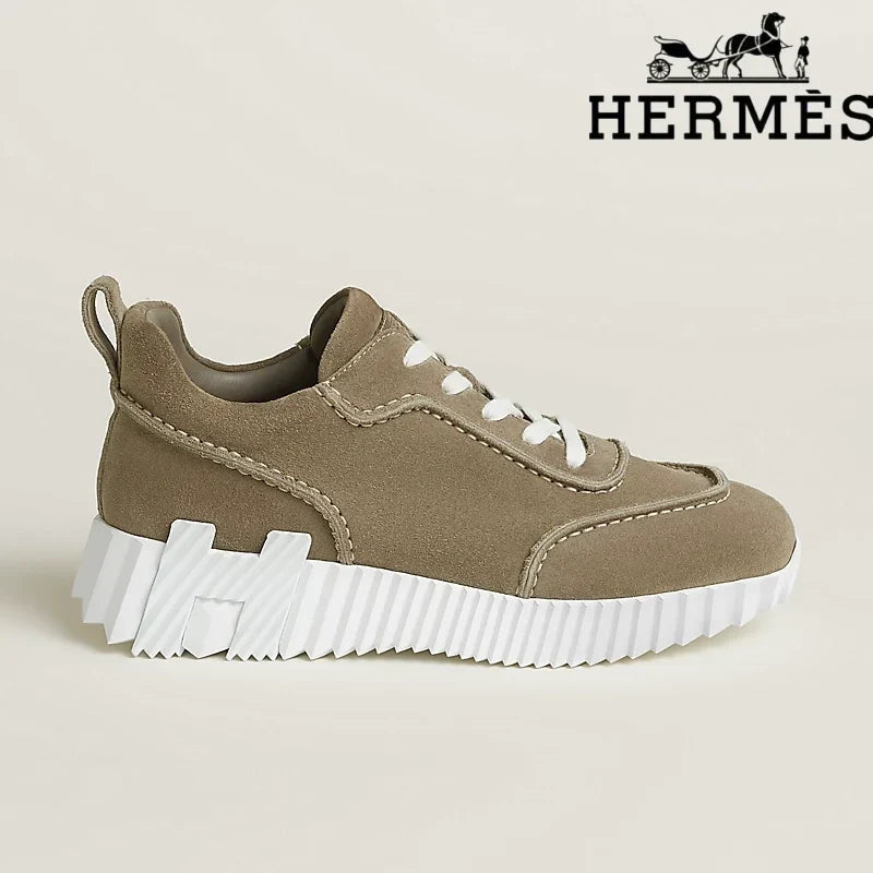 Hermès womens shoes men sneaker Taupe Suede Bouncing Sneaker