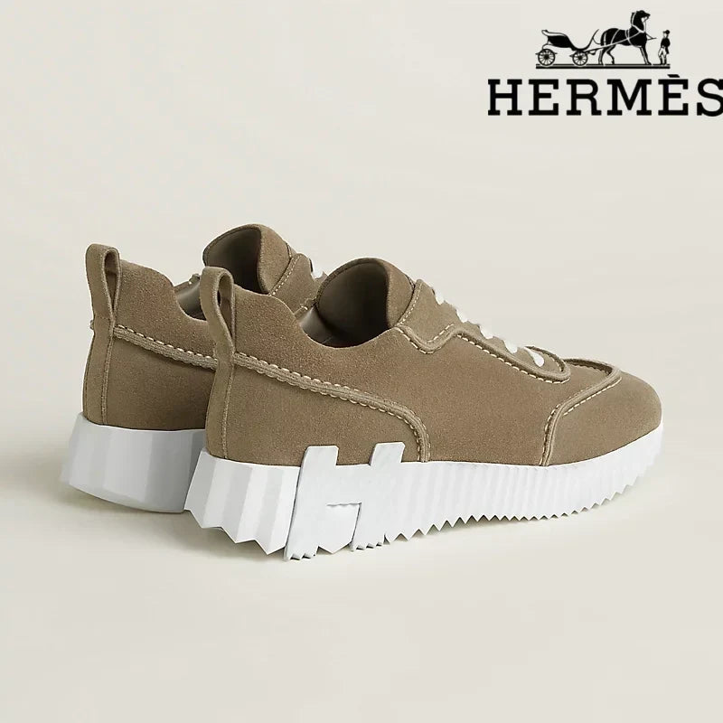 Hermès womens shoes men sneaker Taupe Suede Bouncing Sneaker