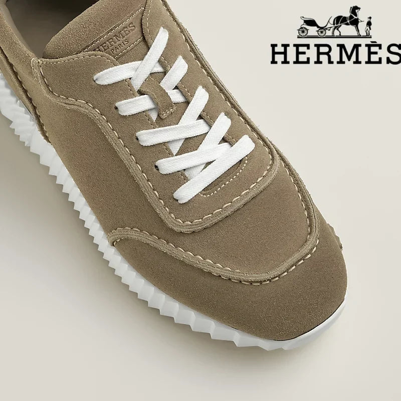 Hermès womens shoes men sneaker Taupe Suede Bouncing Sneaker