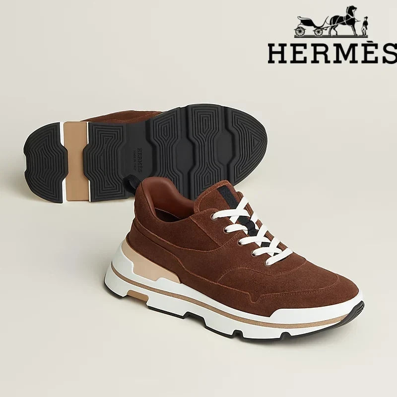 Hermès Brown Suede Platform Sneaker