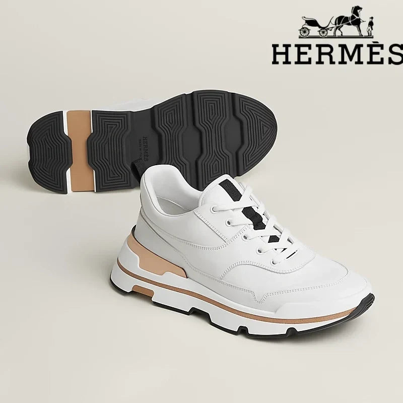 Hermès womens shoes men sneaker White Leather Platform Sneaker