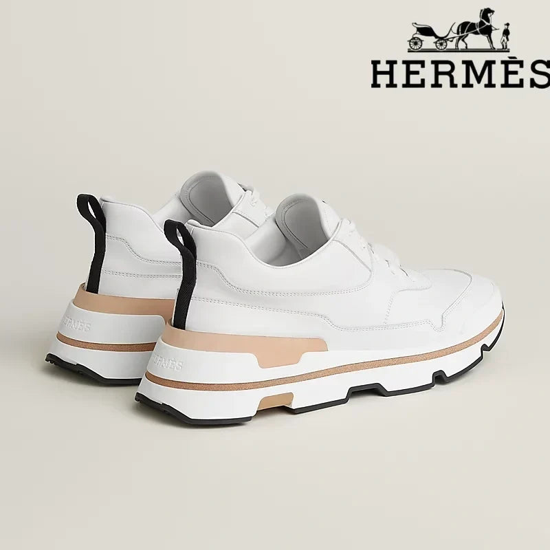 Hermès womens shoes men sneaker White Leather Platform Sneaker