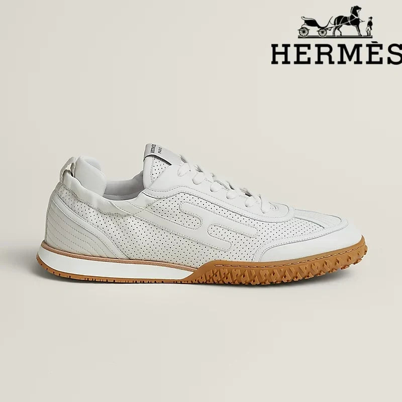 Hermès womens shoes men sneaker White Perforated Leather Sneaker