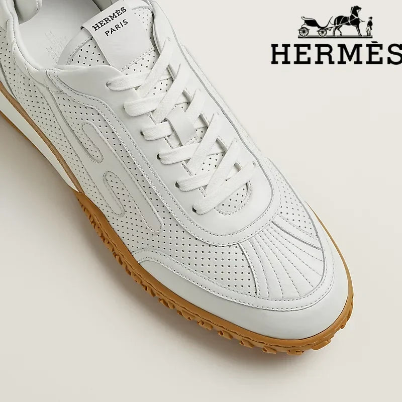 Hermès womens shoes men sneaker White Perforated Leather Sneaker