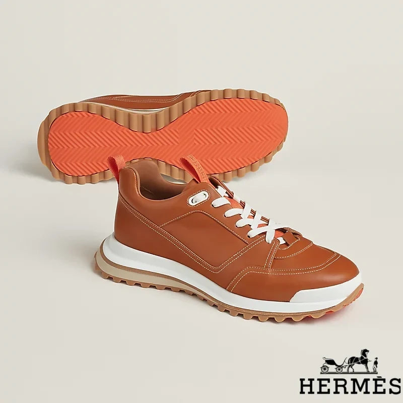 Hermès Brown Leather Hiking Sneakers