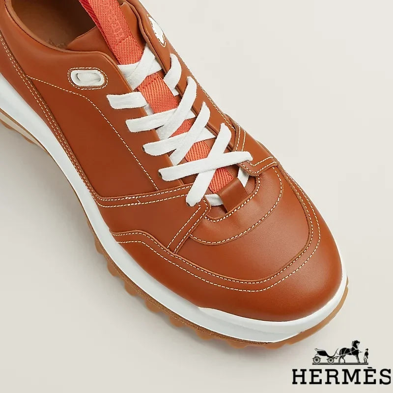 Hermès Brown Leather Hiking Sneakers