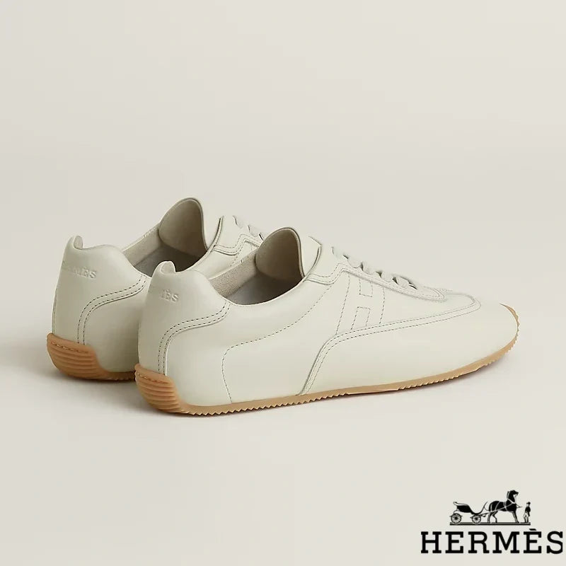 Hermès Off-White Leather Stitched Sneakers