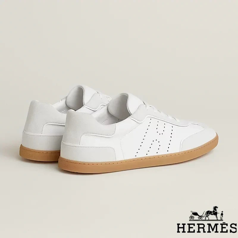 Hermès womens shoes men sneaker White Leather and Suede Low Sneakers