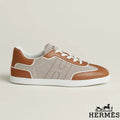 Hermès Brown Canvas and Leather Low Sneakers