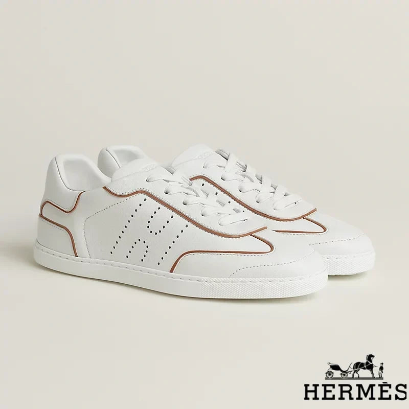 Hermès womens shoes men sneaker White Leather Perforated H Sneakers