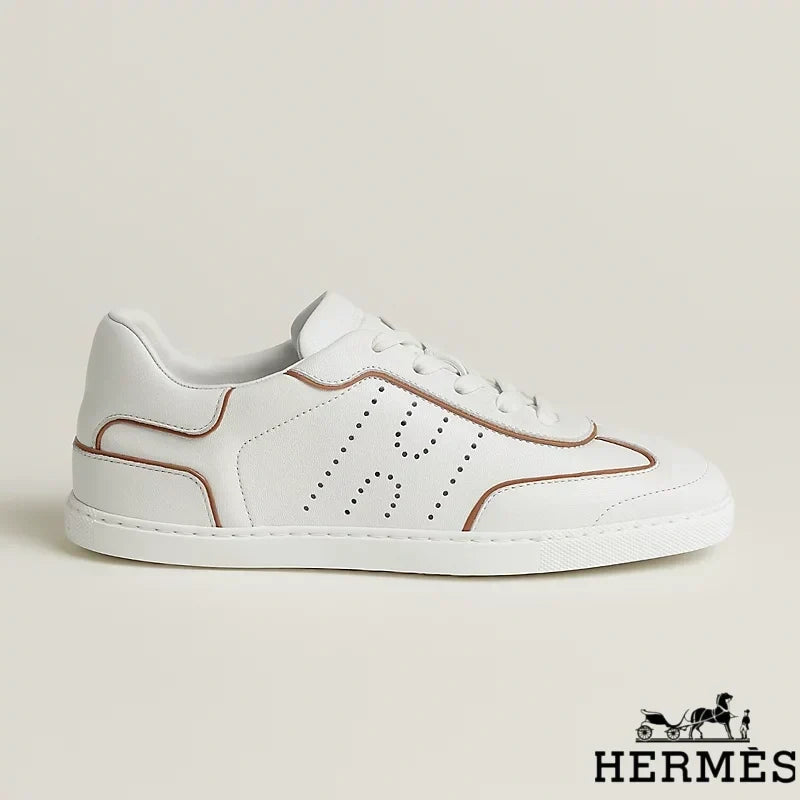Hermès womens shoes men sneaker White Leather Perforated H Sneakers