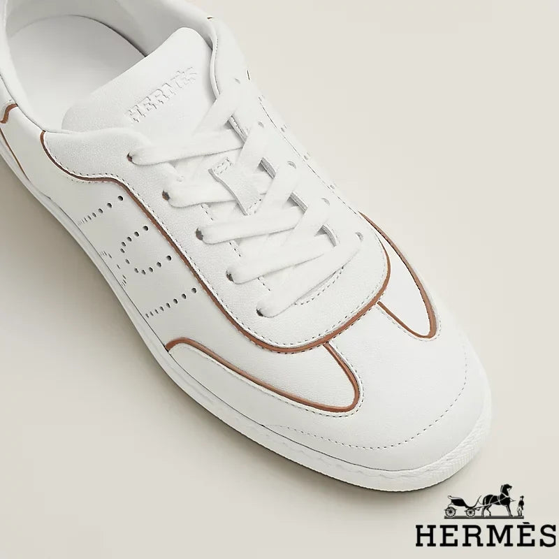 Hermès womens shoes men sneaker White Leather Perforated H Sneakers