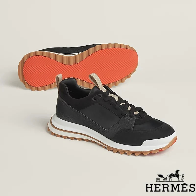 Hermès Black Mixed Material Hiking Sneakers