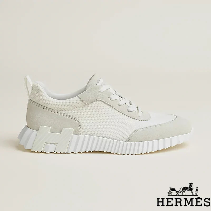 Hermès Off-White Mixed Material Platform Sneakers