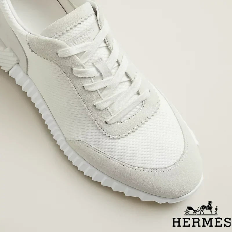 Hermès Off-White Mixed Material Platform Sneakers