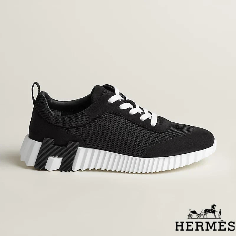 Hermès Black Mesh Suede Platform Sneakers