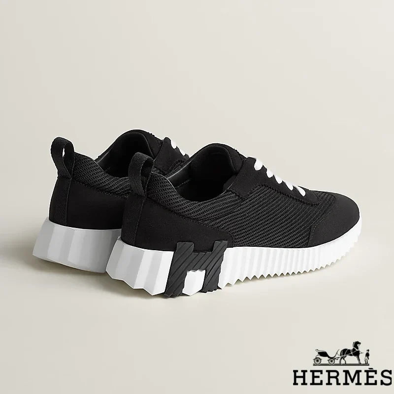 Hermès Black Mesh Suede Platform Sneakers