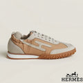 Hermès Camel Mixed Fabric Retro Sneakers