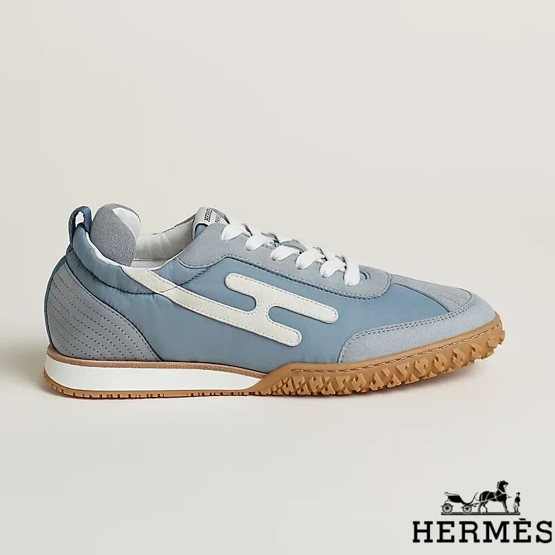 Hermès Light Blue Mixed Fabric Retro Sneakers
