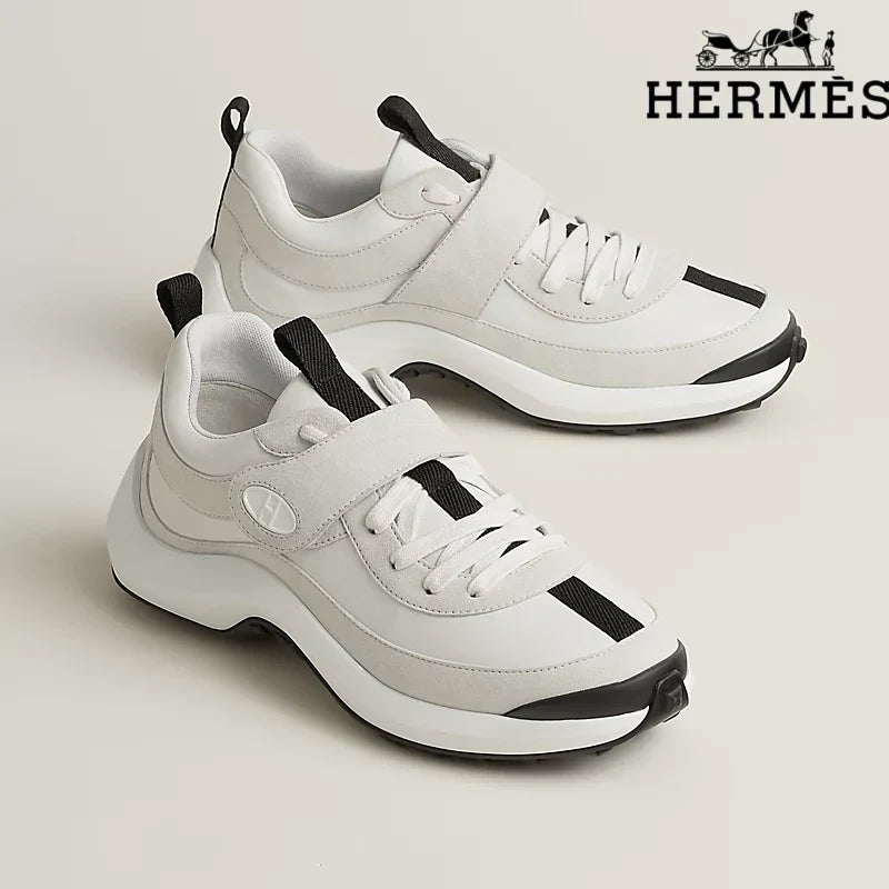 hermes womens shoes men sneaker  White Trail Sneakers