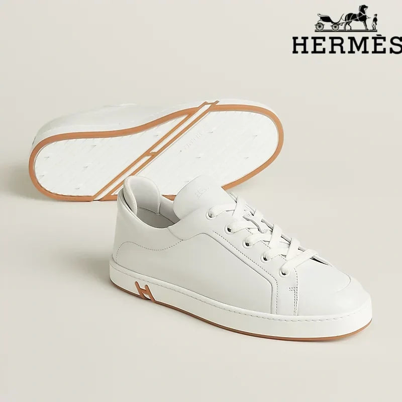 Hermès womens shoes men sneaker White Leather Sneakers