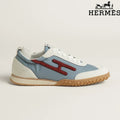 Hermès Light Blue, White and Red H-Logo Sneakers