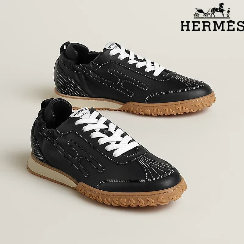 Hermès Black Leather H-Logo Sneakers
