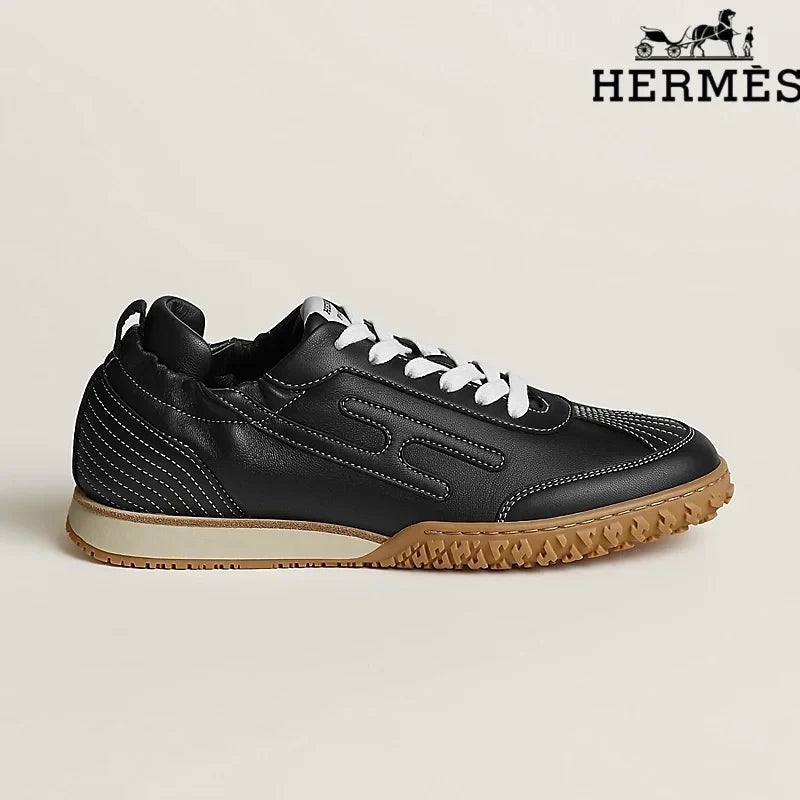 Hermès Black Leather H-Logo Sneakers