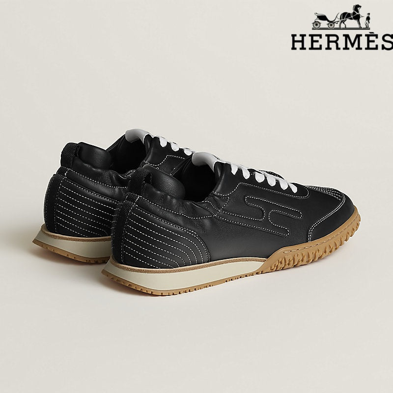 Hermès Black Leather H-Logo Sneakers