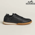 Hermès Black Leather Contrast Stitch H-Logo Sneakers