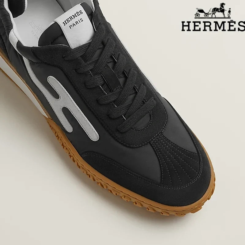 Hermès Black Nylon Sneakers with White H-Logo