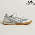 Hermès womens shoes men sneaker White Mesh and Leather Sneakers with H-Logo