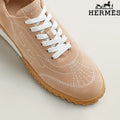 Hermès Nude Suede Contrast Stitch H-Logo Sneakers