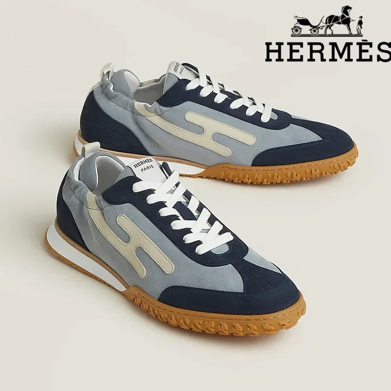 Hermès Jet Sneaker in Navy and Grey Mix