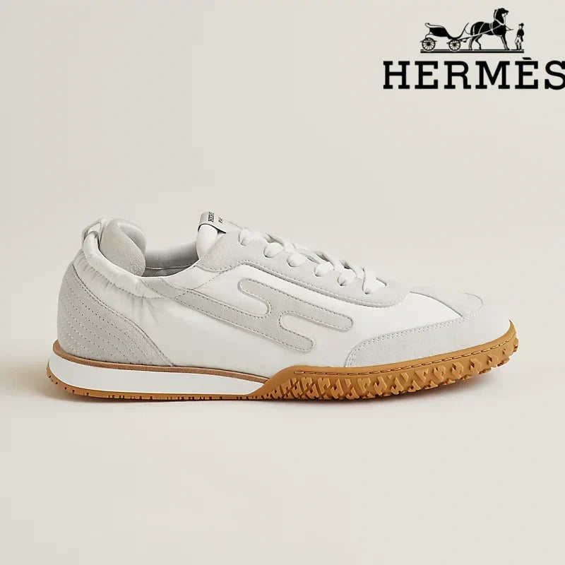 Hermès Jet Sneaker in White and Light Grey