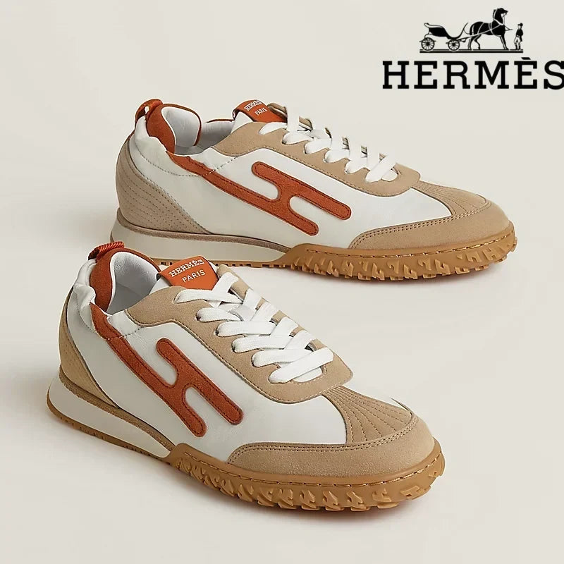 Hermès Jet Sneaker in White and Terracotta