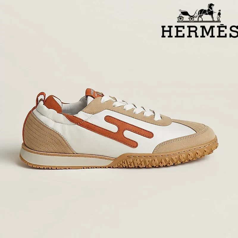 Hermès Jet Sneaker in White and Terracotta