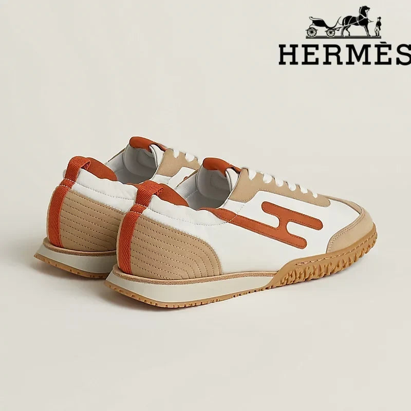 Hermès Jet Sneaker in White and Terracotta