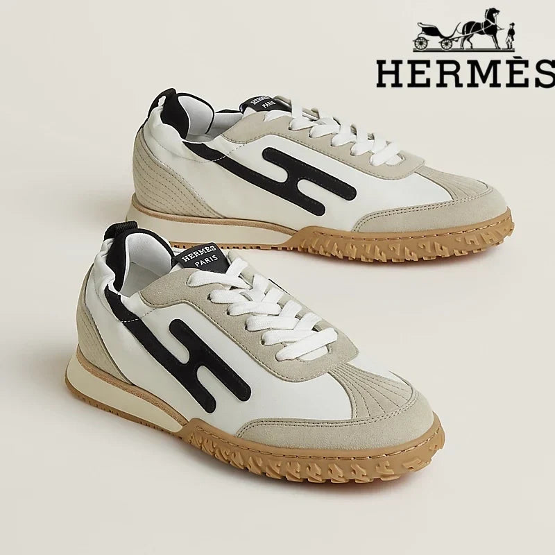 Hermès Jet Sneaker in White, Beige and Black
