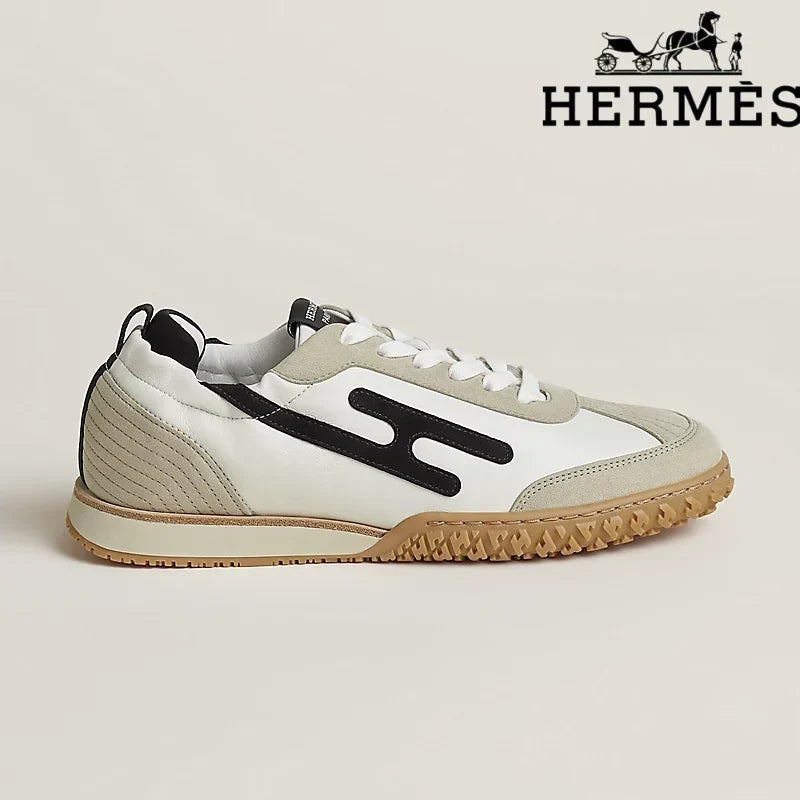 Hermès Jet Sneaker in White, Beige and Black