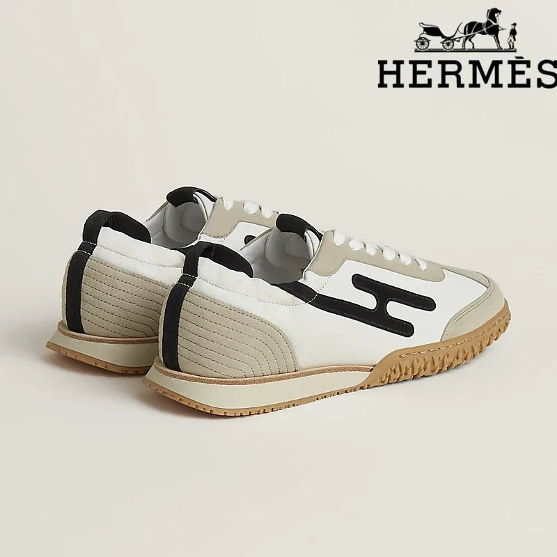Hermès Jet Sneaker in White, Beige and Black